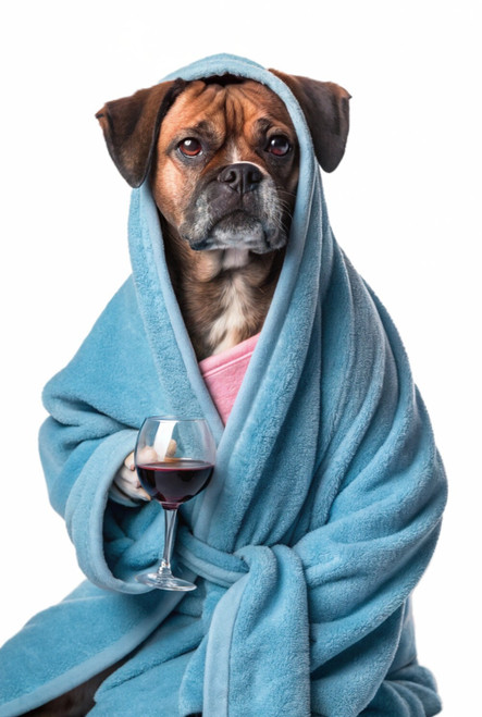 0_Boxer portrait Adorable in Pink Gown Art Print Dog Decor for Nursery Playful P