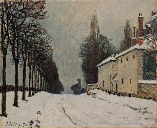 Alfred-Sisley-snow-on-the-road-louveciennes-chemin-de-la-machine-1874 Poster Can