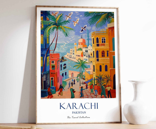 1_Karachi Print, Karachi Travel Poster, Pakistani Wall Art, Pakistan Travel Prin