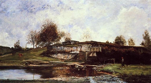 sluice-in-the-optevoz-valley-1854 Poster Canvas Movie Film Print A0 A1 A2 A3 A4