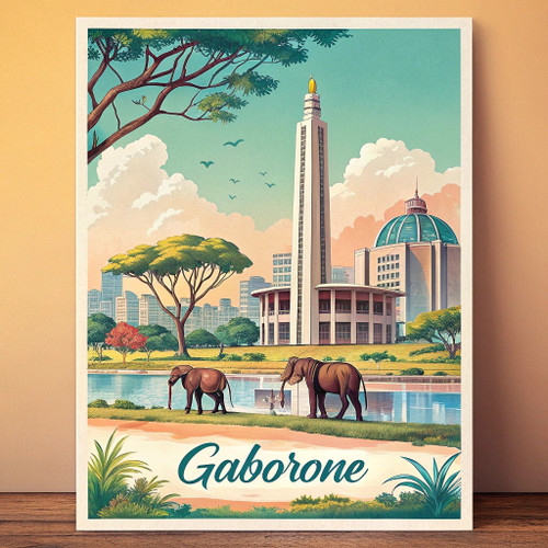 Gaborone Botswana - Vibrant Cityscape Travel Poster Art Print Poster Canvas Movi