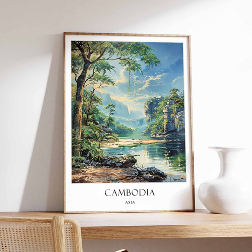 9_Cambodia Poster, Home Decor, Travel Art, Asian Wall Art, Asia Travel Poster, L