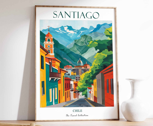 5_Santiago Poster, Santiago Travel Print, Chile Travel Art, Tropical Decor, Flor