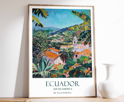 4_Ecuador Travel Poster, Ecuador Print, South America Travel Art, Floral Poster,