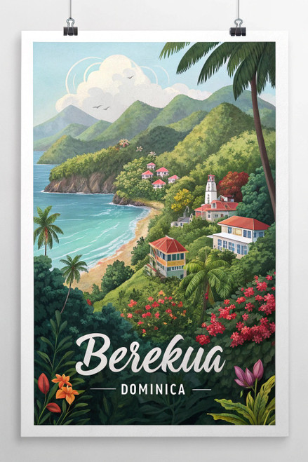 Breathtaking Berekua, Dominica - Tropical Paradise Travel Poster Art Print Poste