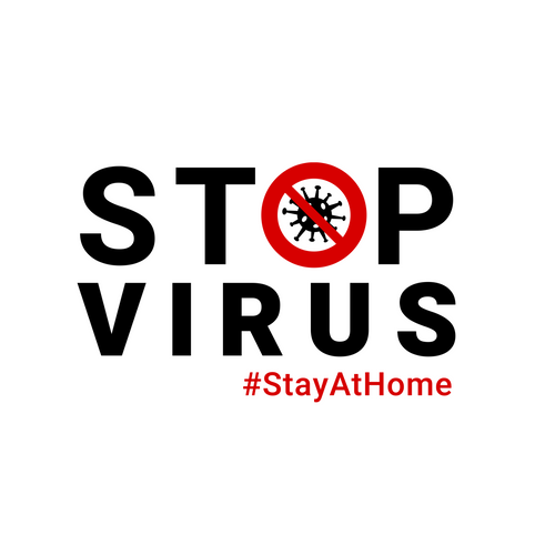 28_Stop Virus. Stay At Home. Warning Sign. Coronavirus Poster Canvas Movie Film