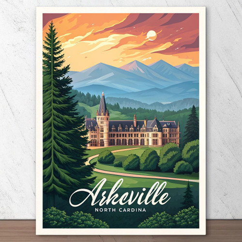 Asheville North Carolina - Breathtaking Blue Ridge Mountains Vintage Style Poste