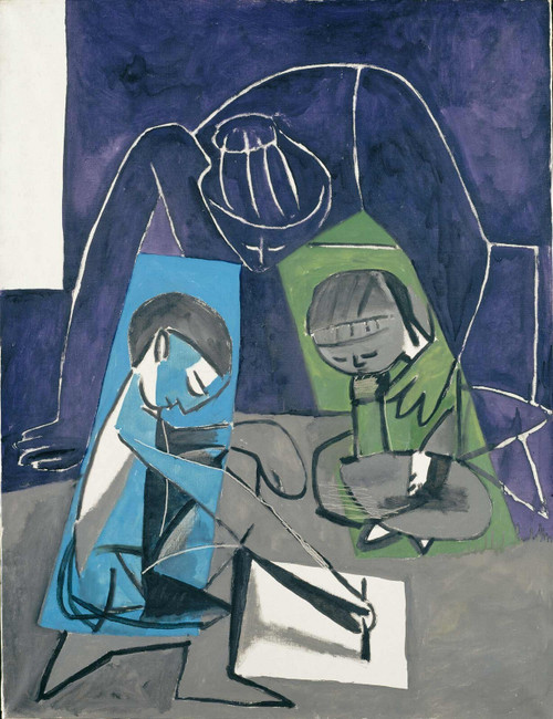 Claude-Picasso-_098-Claude-dessinant-Francoise-et-Paloma-2 Poster Canvas Movie F