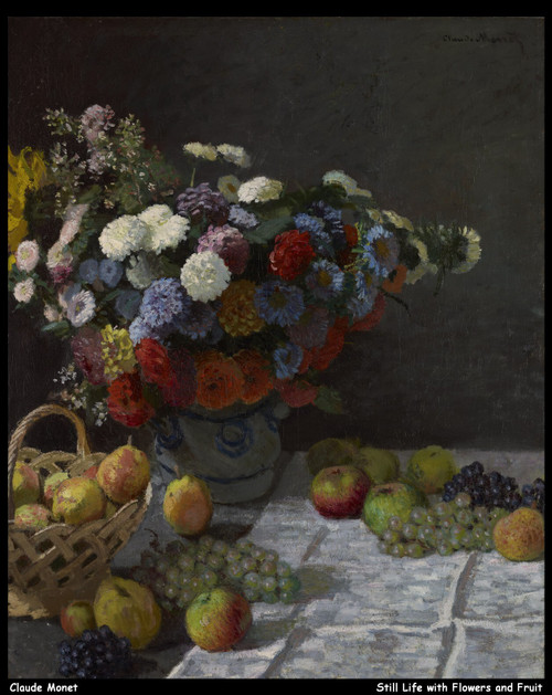 claude-monet---still-life-with-flowers-and-fruit_13036988965_o(1) Poster Canvas