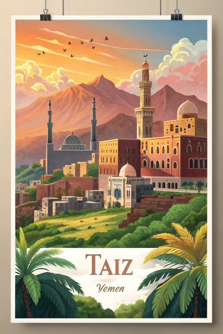 Breathtaking Taiz Yemen Travel Poster - Historic Architecture Art Print Poster M