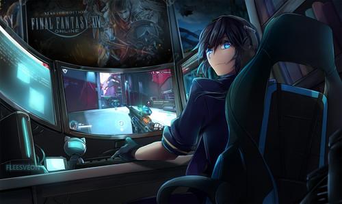 anime-gaming-boy-9u Poster Canvas Movie Film Print A0 A1 A2 A3 A4 A5 A6 Art Wall