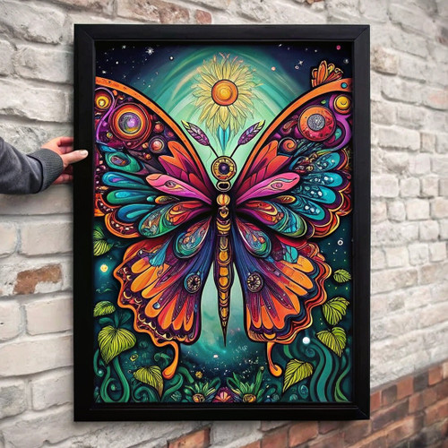 Butterfly Wall Art Colourful Picture Nature Decor For The Bedroom Rainbow Art (2