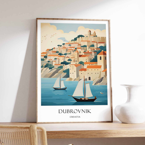 11_Dubrovnik Poster, Croatia Poster, European Poster, Medieval Poster, Coastal D
