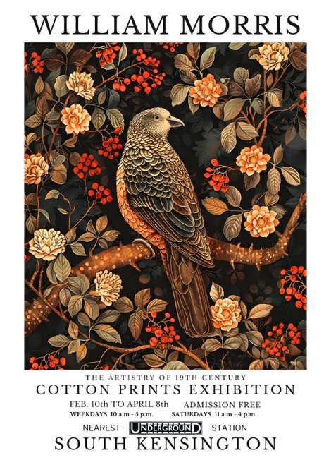 William Morris - Birds (25) Poster Canvas Cotton Print Exhibition A0 A1 A2 A3 A4