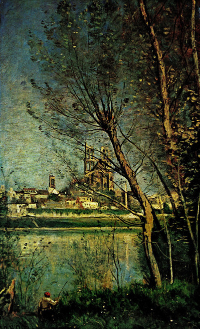 Camille Corot - The Cathedral at Mantes 1865 Poster Canvas Movie Film Print A0 A