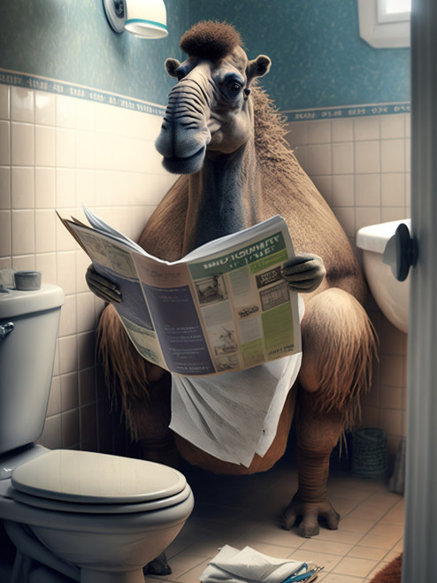 Camel on Toilet 3by4 Poster Canvas Funny Annimals Pritnt A0 A1 A2 A3 A4 A5 A6
