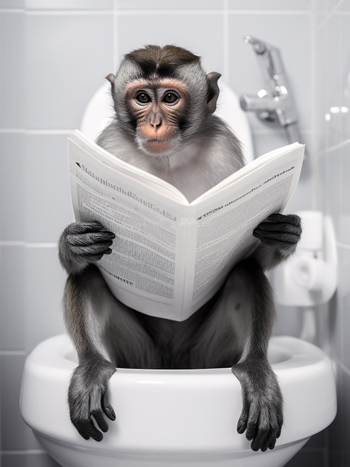 Capuchin on Toilet-4--3by4 Poster Canvas Funny Annimals Pritnt A0 A1 A2 A3 A4 A5