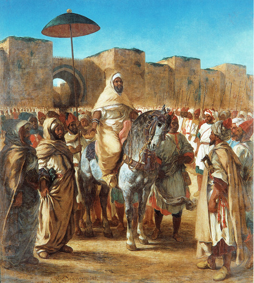 Delacroix- The Sultan of Morocco and his Entourage-1845 Poster Canvas Movie Film