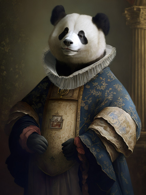 Aristocratic Panda 3by4 Poster Canvas Funny Annimals Pritnt A0 A1 A2 A3 A4 A5 A6
