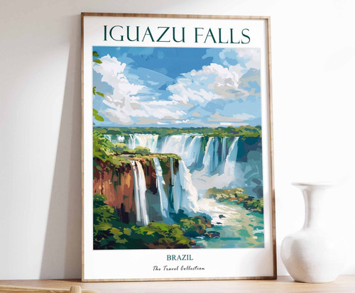 1_Iguazu Falls Travel Poster, Iguazu Falls Print, South America Travel Art, Sout