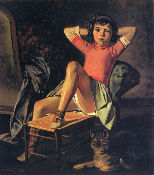 Balthus - girl-and-cat-1937(1) Poster Canvas Movie Film Print A0 A1 A2 A3 A4 A5
