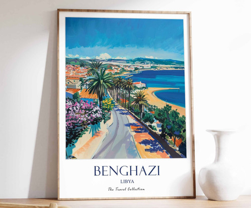 1_Benghazi Print, Benghazi Travel Poster, Middle East Travel Print, Islamic Deco