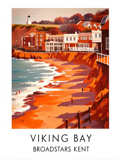 viking-bay-in-broadstairs--kent-travel-poster (3) Poster Canvas Movie Film Print