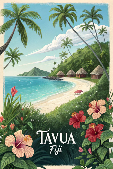 Exquisite Tavua Fiji Travel Poster - Tropical Island Paradise Art Print Poster M