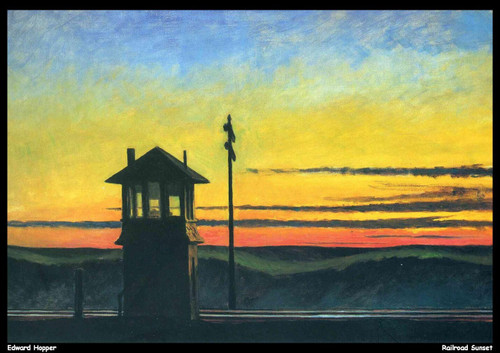 edward-hopper---railroad-sunset_11012880063_o(1) Poster Canvas Print Art Paintin