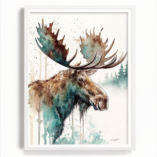 Watercolour Moose Art Print (1) Poster Canvas Movie Film Print A0 A1 A2 A3 A4 A5