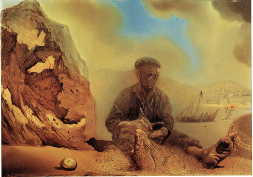 Fisherman of Port Lligat mending his net Dali 1968