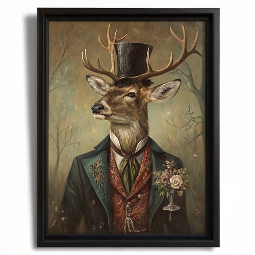 Elegant Stag in Suit - Whimsical Deer Art Print, Vintage Style Wildlife Decor (2