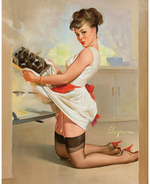 Gil Elvgren - Pinup Girl - Lets Eat Out 1967 Poster Canvas Movie Film Print A0 A