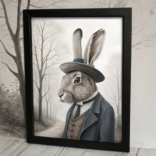 Vintage Hare In A Suit Animal Wall Art Print Hare Poster Art Hare Print Picture