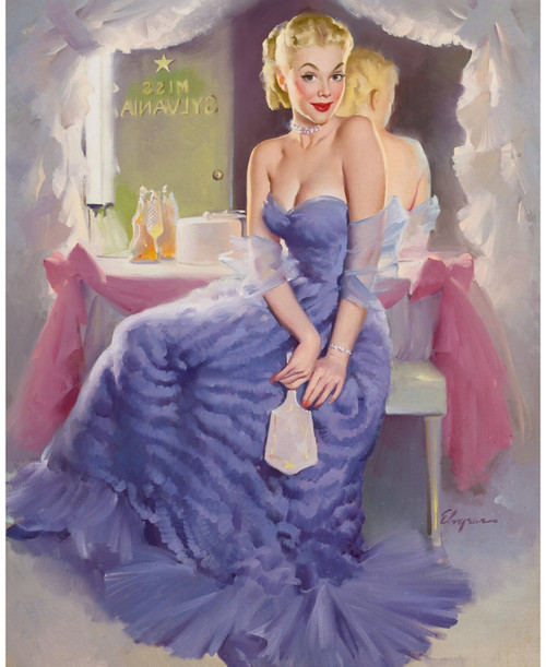 Gil Elvgren - Pinup Girl - Miss Sylvania Backstage Poster Canvas Movie Film Prin