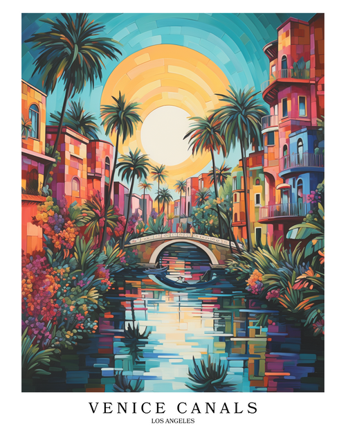 Venice Canals Los Angeles Poster Canvas Travel Holiday Trip Print Turism A0 A1 A