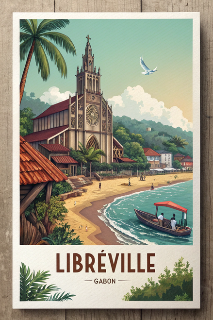 Libreville Gabon Travel Poster - Vibrant African Culture Art Print Poster Canvas