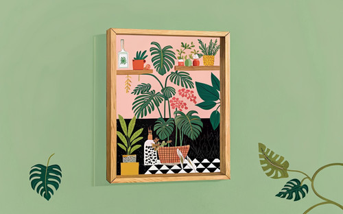 Hygge Plant Botanical Bath Art Print - Unframed A6 A5 A4 A3 A2 A1 - Teal Boho Le