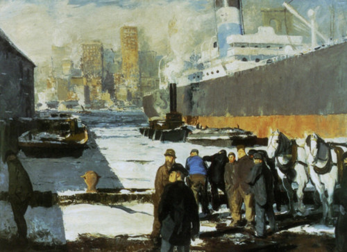 1912 George Bellows Hommes sur les quais Men in the Docks American painting Post
