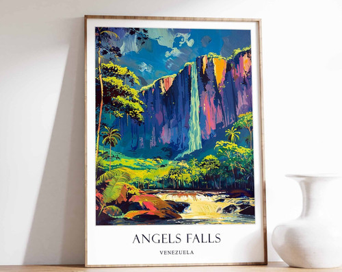 3_Angel Falls Poster, Venezuela Poster, Waterfall Poster, Travel Poster, South A