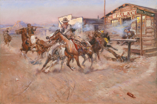 Charles Marion Russell – Smoke of a 45 Poster Canvas Movie Film Print A0 A1 A2 A