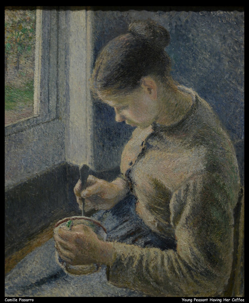 camille-pissarro---young-peasant-having-her-coffee--jpb_18808139661_o(1) Poster