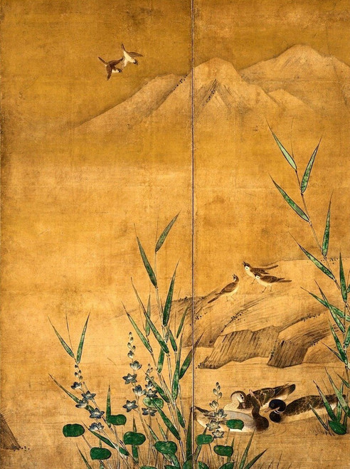 Kano Mitsunobu Birds and Flowers Momoyama period p3 Poster Canvas Movie Film Pri