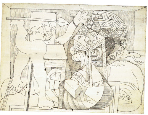 Pablo Picasso - Minotaur with Javelin 1934 Poster Canvas Movie Film Print A0 A1