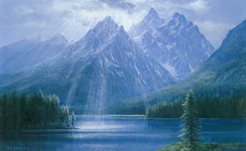 Peter Ellenshaw - Tetons Rays Of The Sun 1995 Poster Canvas Movie Film Print A0