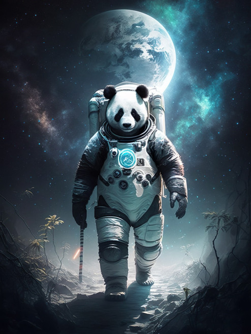 Panda in Spacesuit-2--3by4 Poster Canvas Funny Annimals Pritnt A0 A1 A2 A3 A4 A5