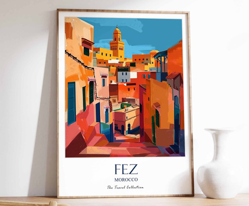 1_Fez Print, Fez Travel Poster, Fez Gift, Middle East Travel Print, Islamic Deco