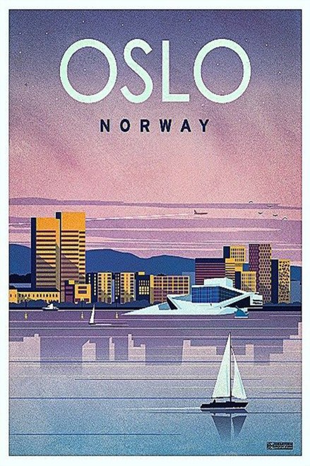 Oslo Retro Classic Travel Poster (41) Poster Canvas Travel Holiday Trip Print Tu