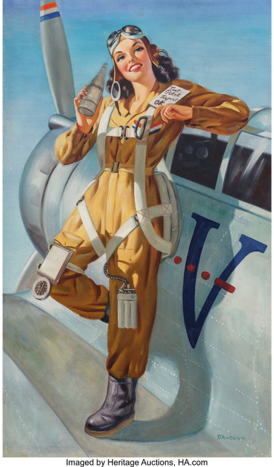Edward D'Ancona (American, 20th Century). Aviatrix. Poster Canvas Movie Film Pri
