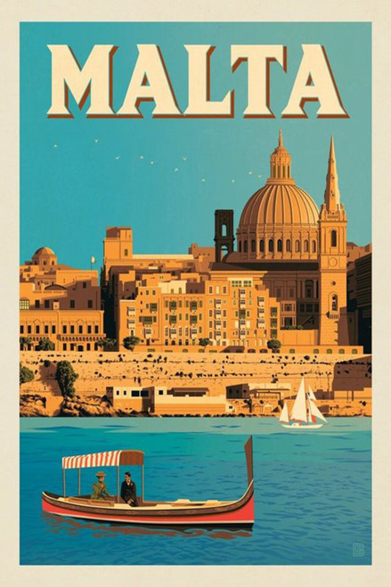 Malta Retro Classic Travel Poster (75) Poster Canvas Travel Holiday Trip Print T